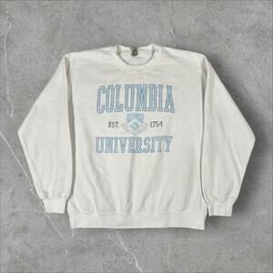 Columbia University Size Large Y2K College White Pullover Crewneck Sweatshirt